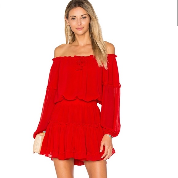 Misa Los Angeles Dresses & Skirts - Misa Crimson Off the Shoulder Dress XS